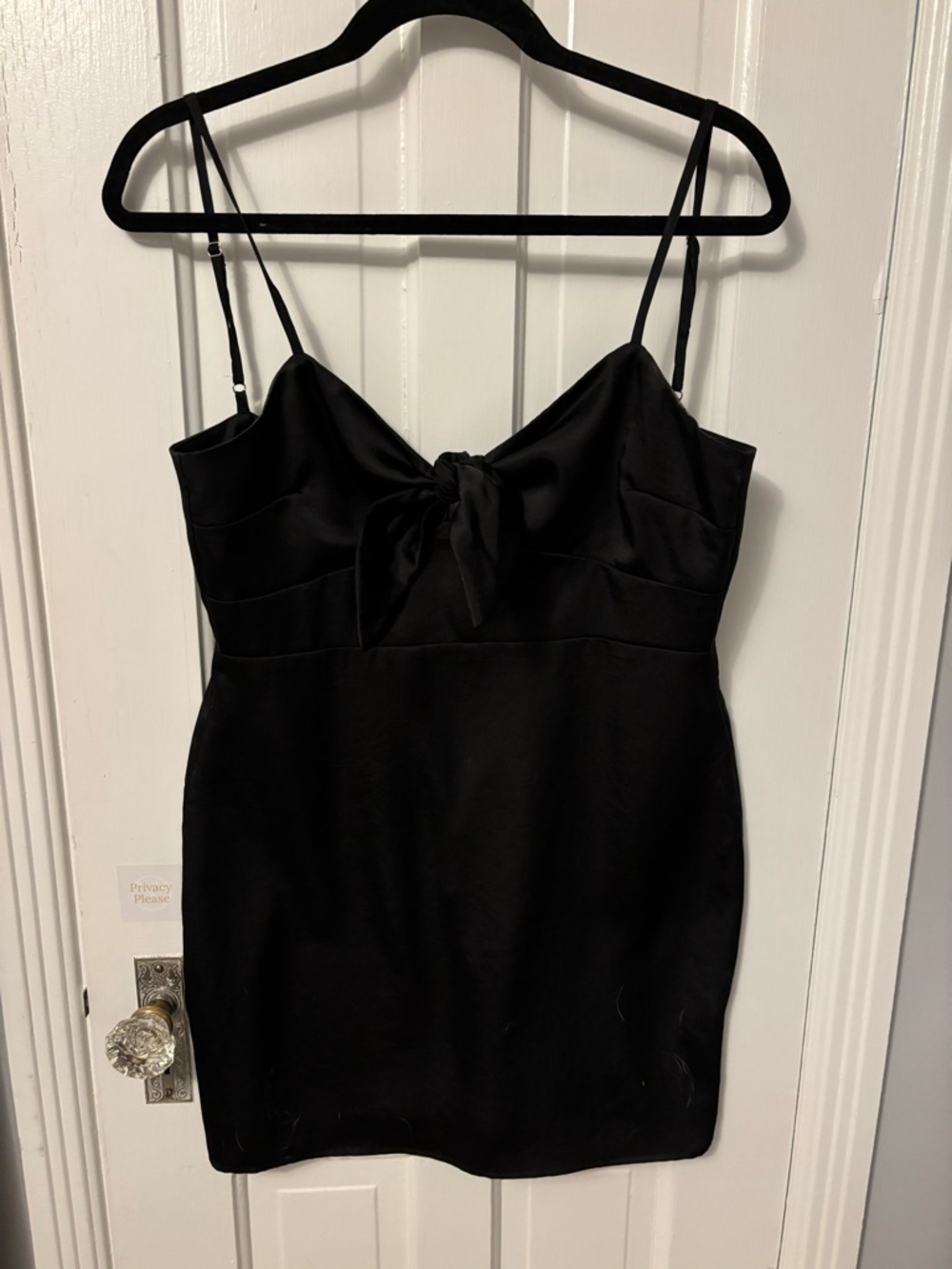 Cotton Candy Black Spaghetti Strap Tie-Front Mini Dress